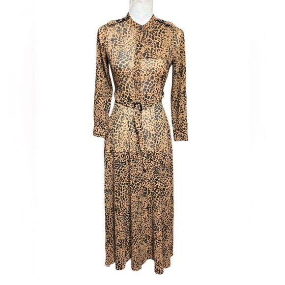 Banana Republic NWT 00 Petite Heritage Sheer Leopard Print Maxi Shirtdress Dress - Picture 1 of 6